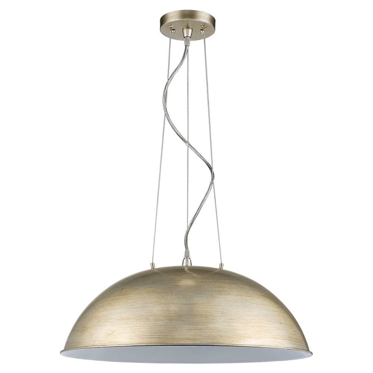 Layla 1-Light Washed Gold Bowl Pendant With Gloss White Interior Shade-Pendants-Hanging Lights-DECOROLALA