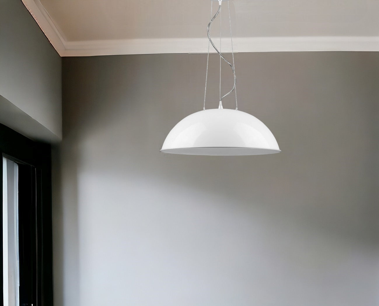 Layla 1-Light White Bowl Pendant-Pendants-Hanging Lights-DECOROLALA