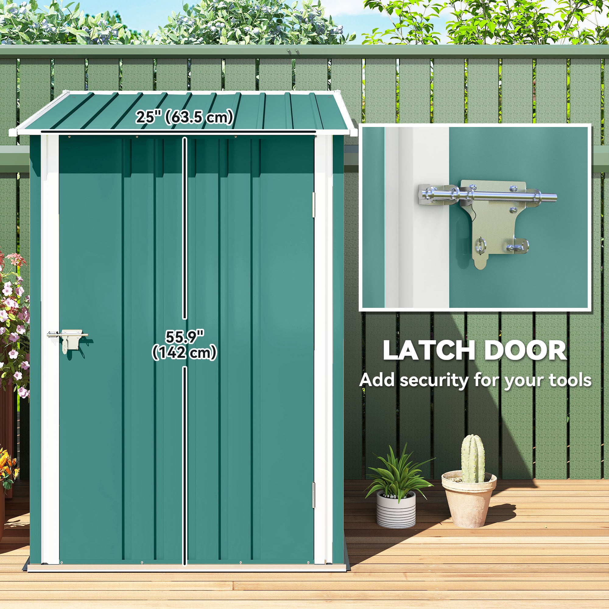 Lean-to Garden Storage Shed - 3.3' x 3.4' Green Steel Tool House-Patio & Garden > Lawn & Garden > Sheds-DECOROLALA