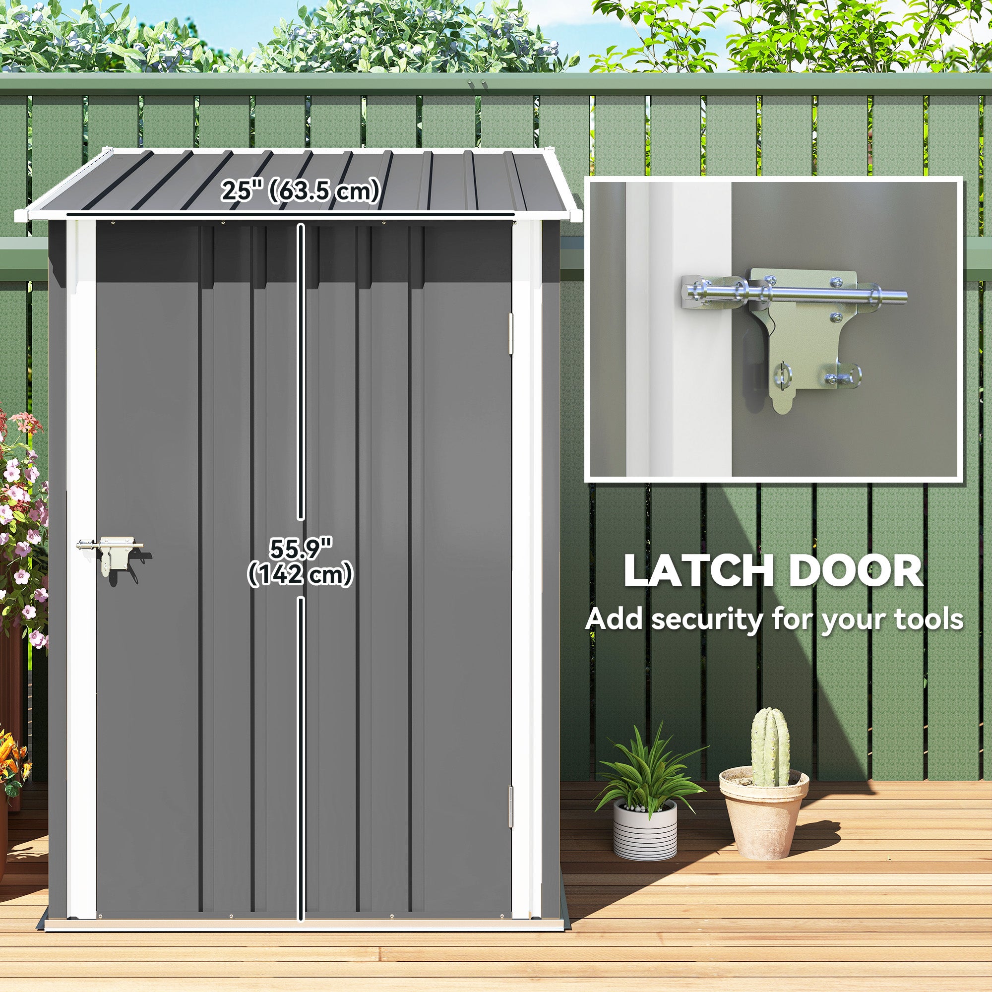 Lean-to Garden Storage Shed - Light Grey Galvanized Steel-Patio & Garden > Lawn & Garden > Sheds-DECOROLALA