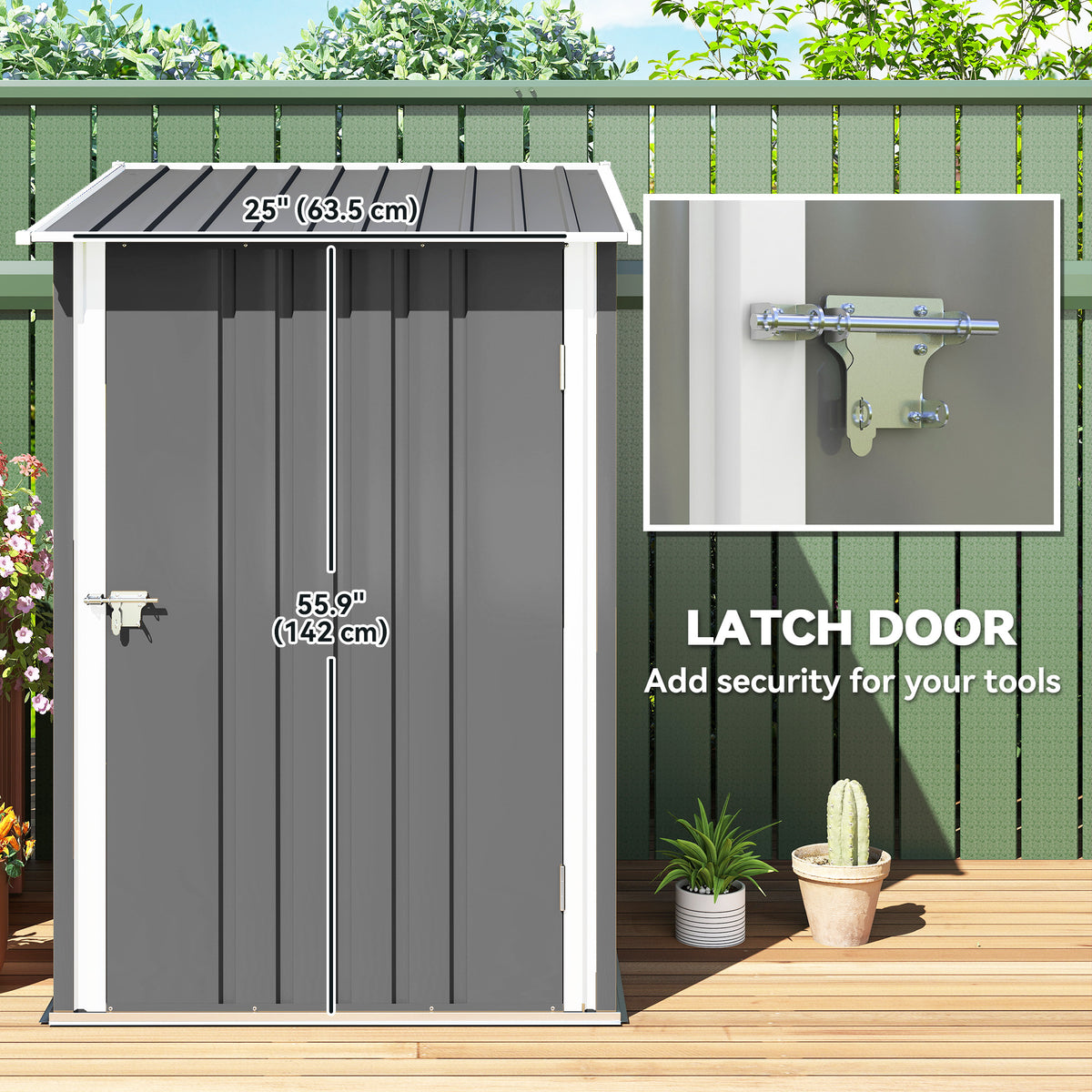 Lean-to Garden Storage Shed - Light Grey Galvanized Steel-Patio & Garden > Lawn & Garden > Sheds-DECOROLALA