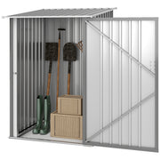 Lean-to Garden Storage Shed - Light Grey Galvanized Steel-Patio & Garden > Lawn & Garden > Sheds-DECOROLALA