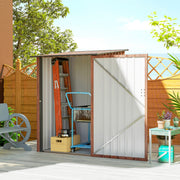Lean-to Garden Storage Shed - Teak Galvanized Steel 3.3' x 3.4'-Patio & Garden > Lawn & Garden > Sheds-DECOROLALA