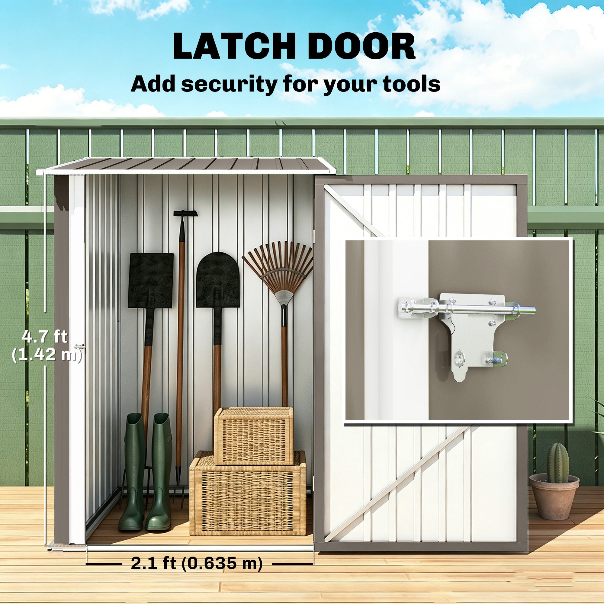 Lean-to Outdoor Storage Shed - Brown/White Steel 3.3' x 3.4'-Patio & Garden > Lawn & Garden > Sheds-DECOROLALA