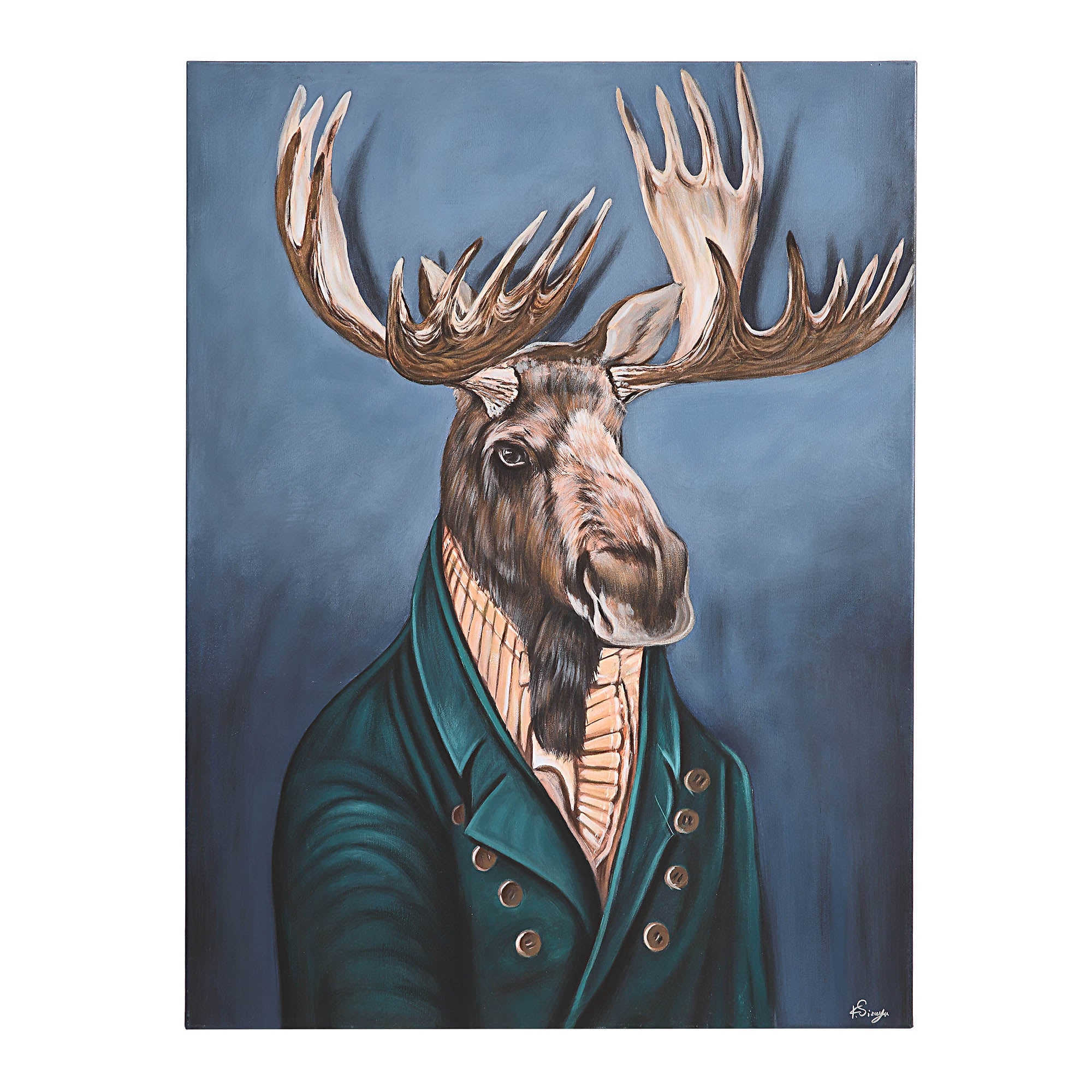 Leandre 36" Wide Canvas Art, Blue-Canvas Art-DECOROLALA