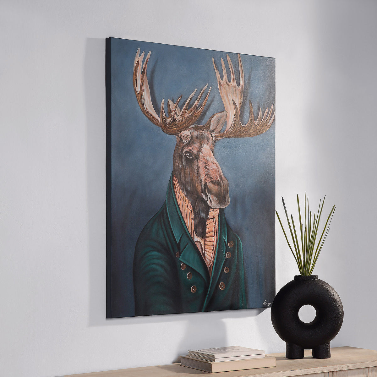 Leandre 36" Wide Canvas Art, Blue-Canvas Prints-DECOROLALA