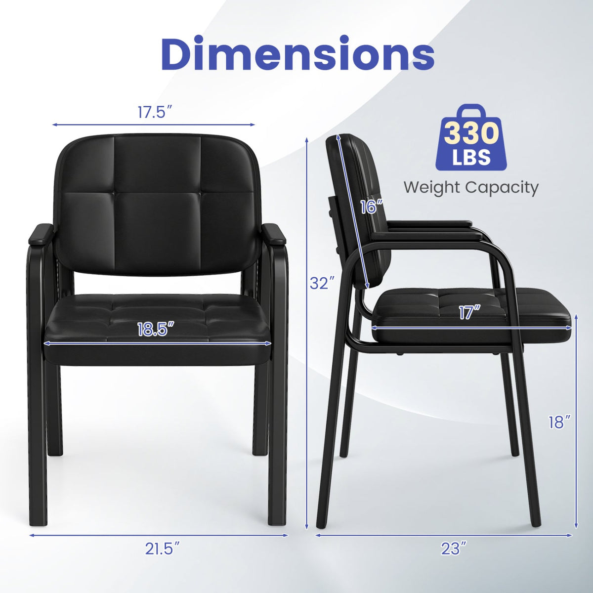 Leather Office Reception Chairs Waiting Room Guest Chairs Set of 4-Conference Chairs-DECOROLALA
