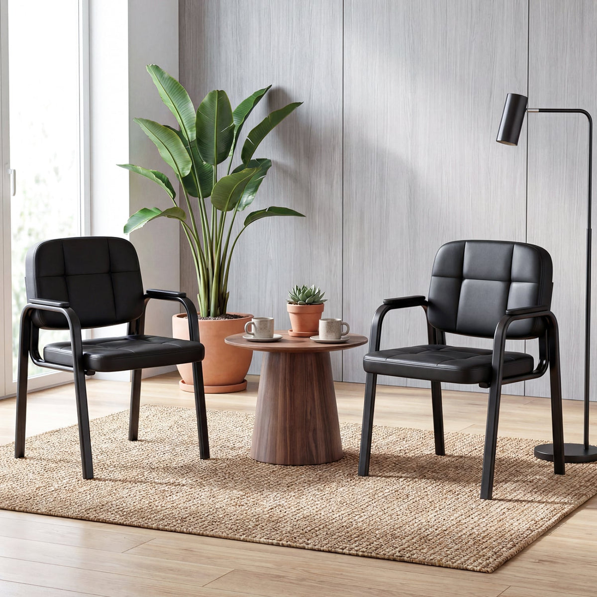 Leather Office Reception Chairs Waiting Room Guest Chairs Set of 4-Conference Chairs-DECOROLALA