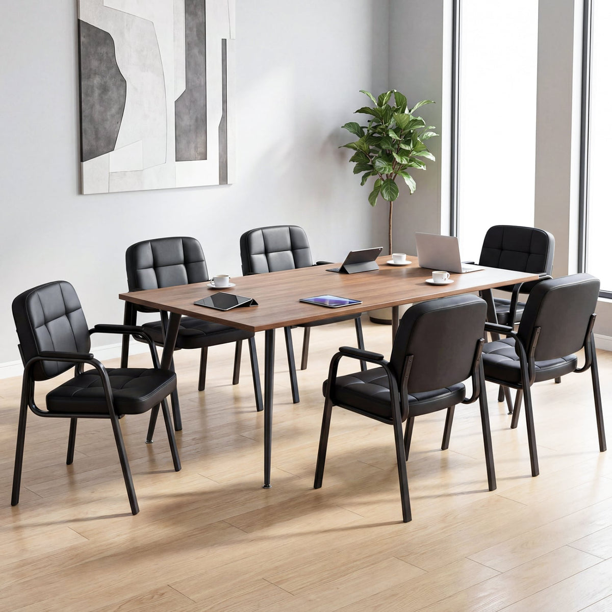 Leather Office Reception Chairs Waiting Room Guest Chairs Set of 4-Conference Chairs-DECOROLALA