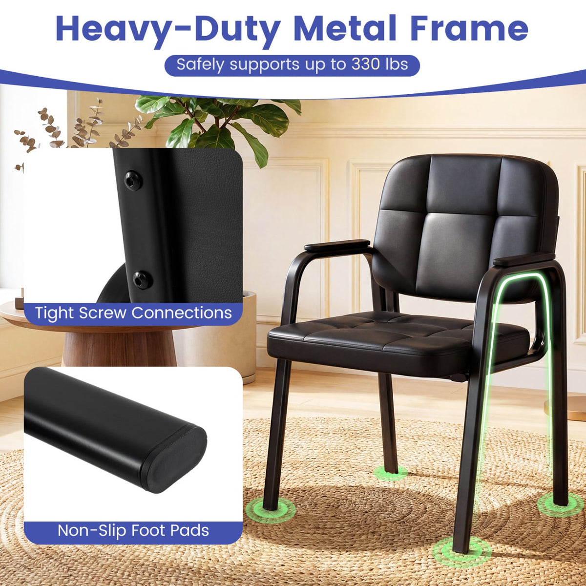 Leather Office Reception Chairs Waiting Room Guest Chairs Set of 4-Conference Chairs-DECOROLALA