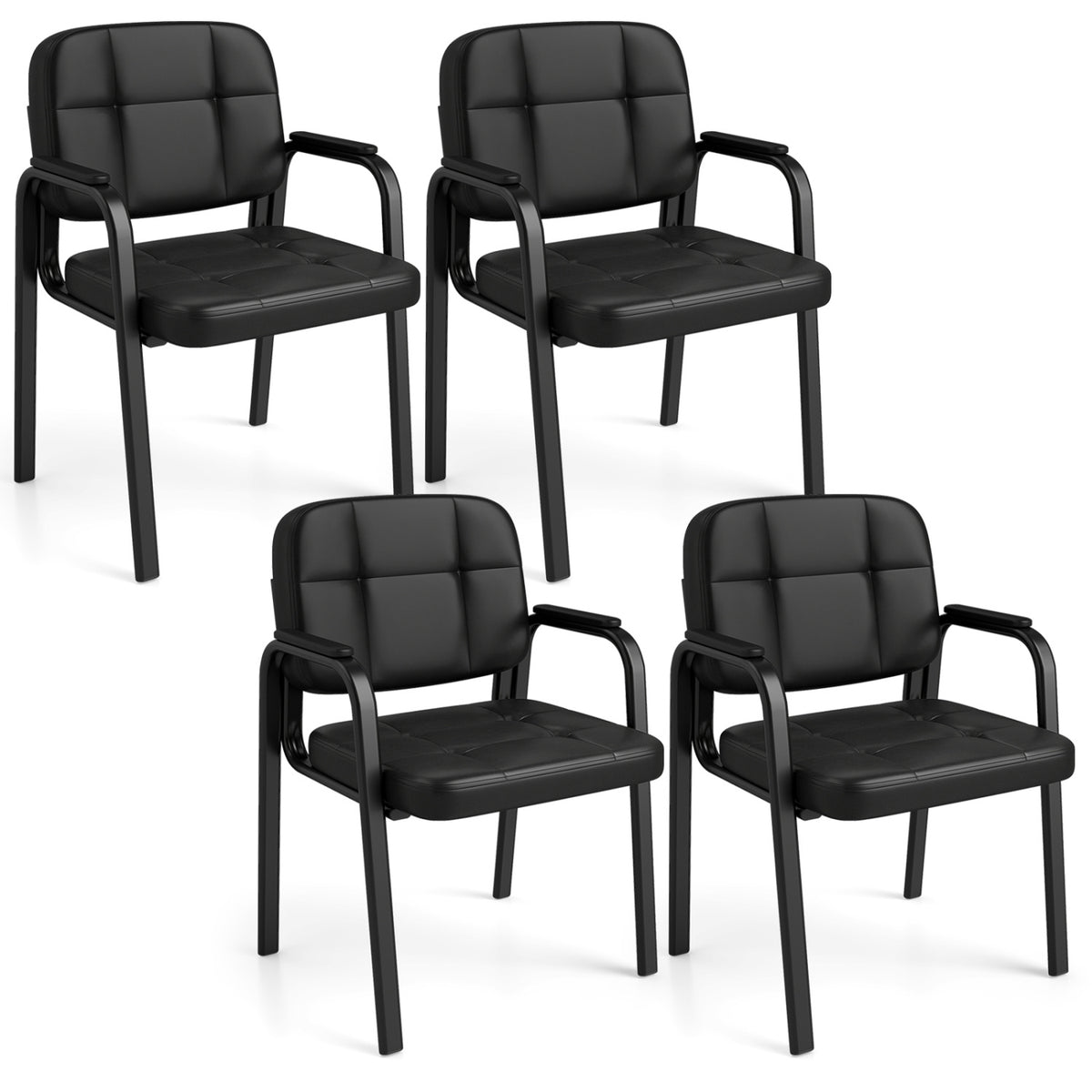 Leather Office Reception Chairs Waiting Room Guest Chairs Set of 4-Conference Chairs-DECOROLALA
