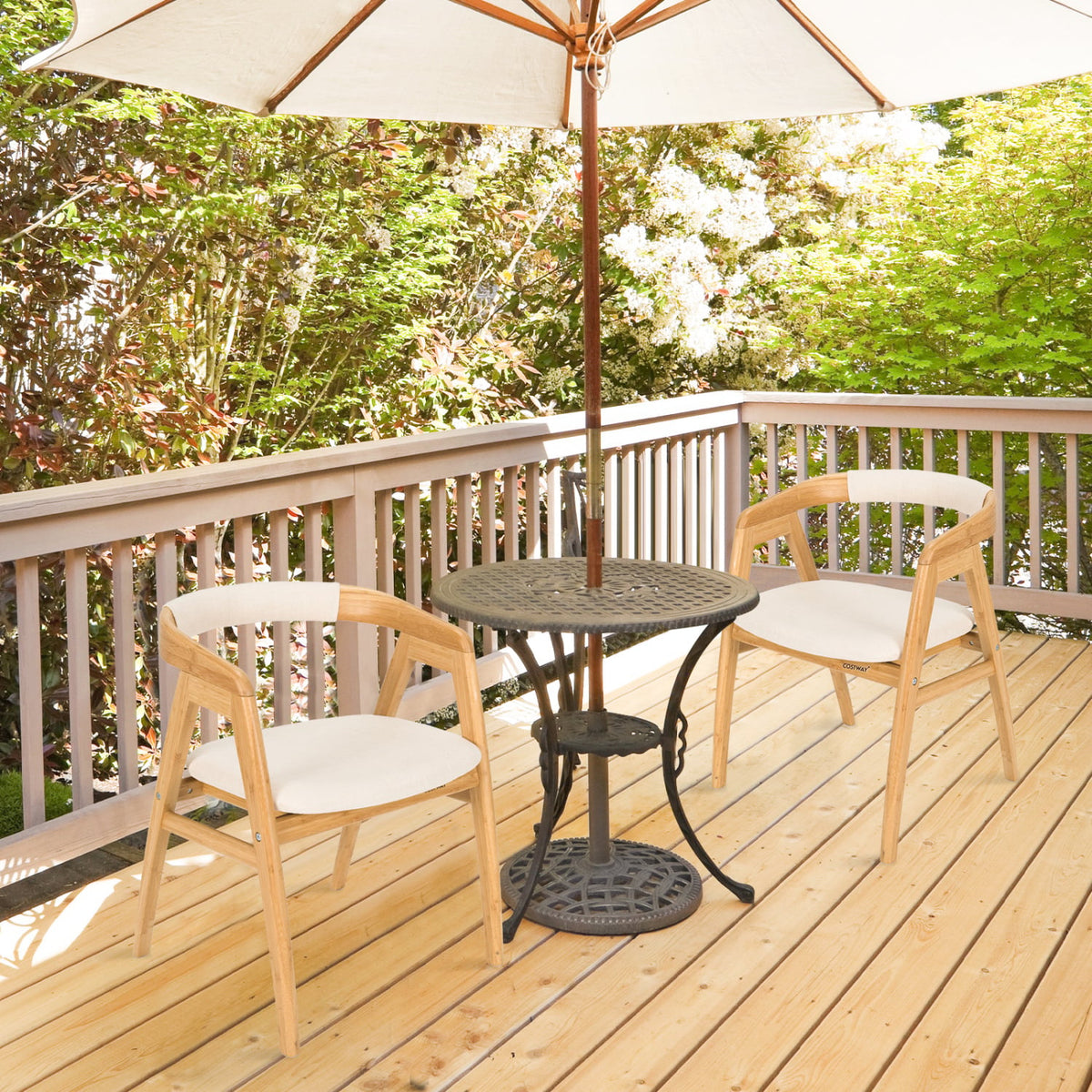 Leisure Bamboo Dining Chair with Curved Back and Anti-slip Foot Pads-Natural-Dining Chairs-DECOROLALA
