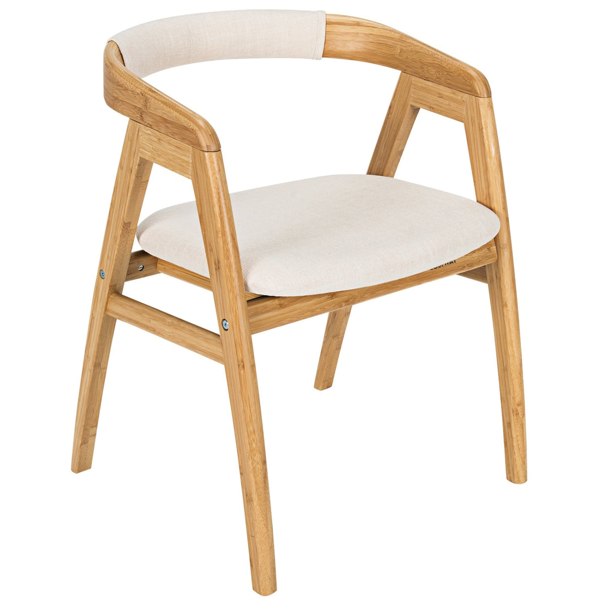 Leisure Bamboo Dining Chair with Curved Back and Anti-slip Foot Pads-Natural-Dining Chairs-DECOROLALA