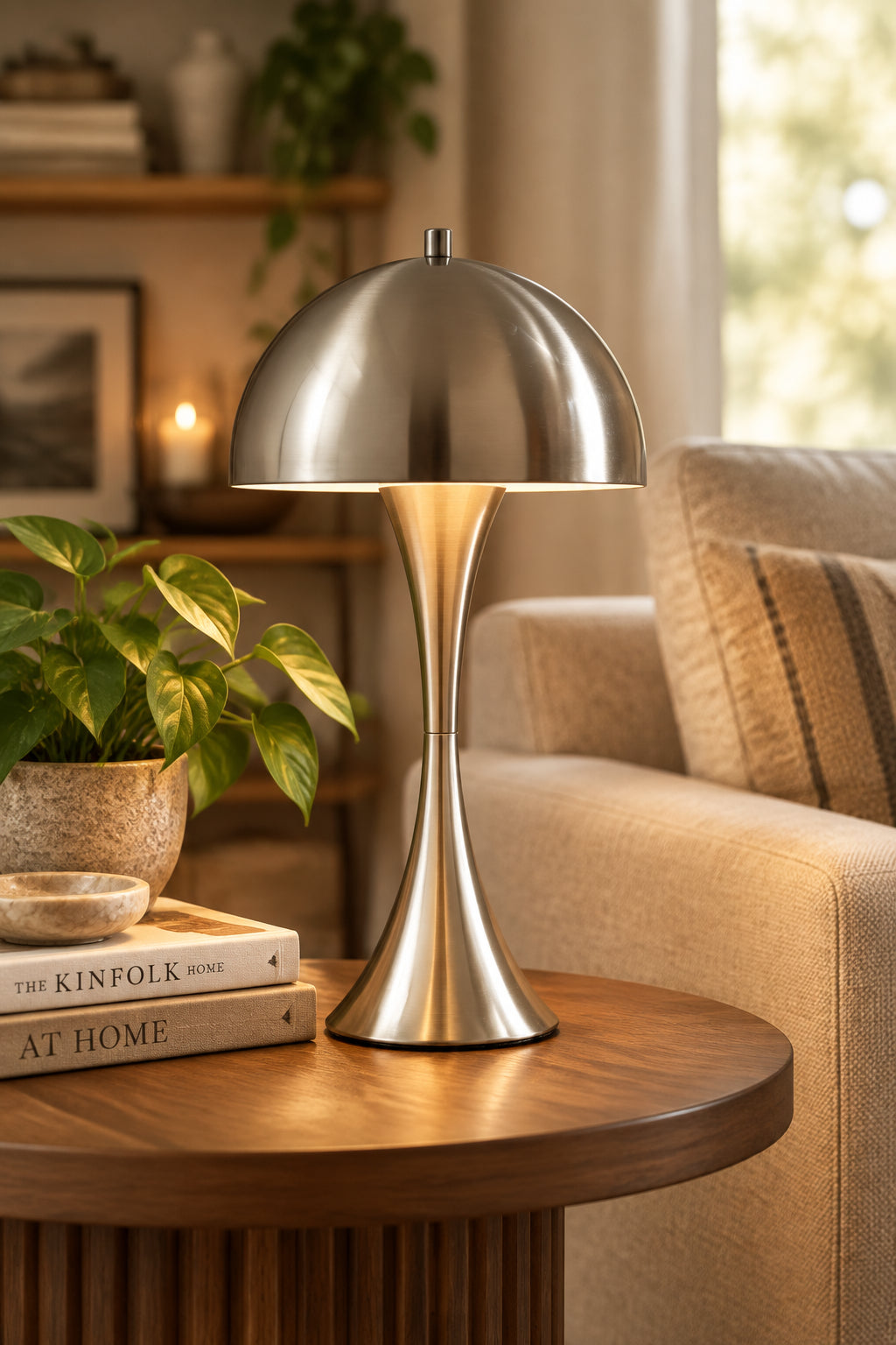 Lennon Table Lamp - Brushed Steel 19.5"-Lighting-DECOROLALA