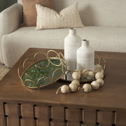 Lenore Round Mirrored Trays with Scalloped Metal Trim - Set of 2-Objects-DECOROLALA