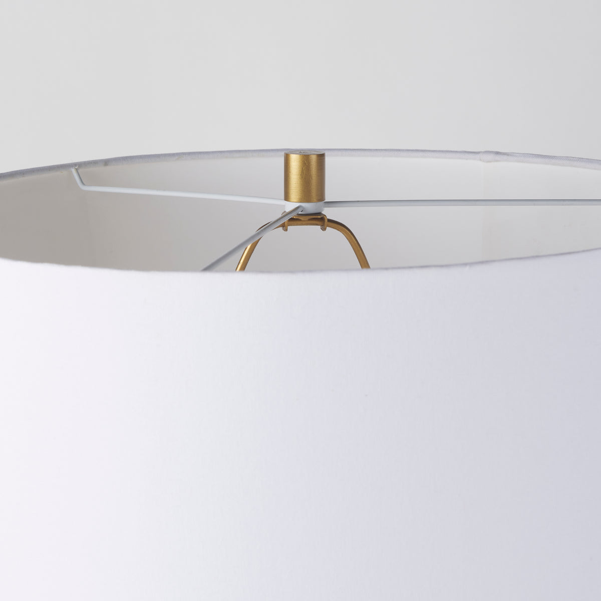 Leo 18.0L x 18.0W x 31.0H Hammered W/White Fabric Shade Table Lamp-Table Lamps-DECOROLALA