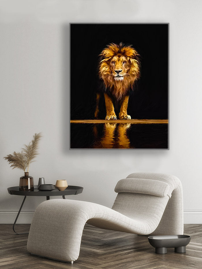 Leo Wildlife Canvas Art 36x48 Gold Varnished-Canvas Print-DECOROLALA