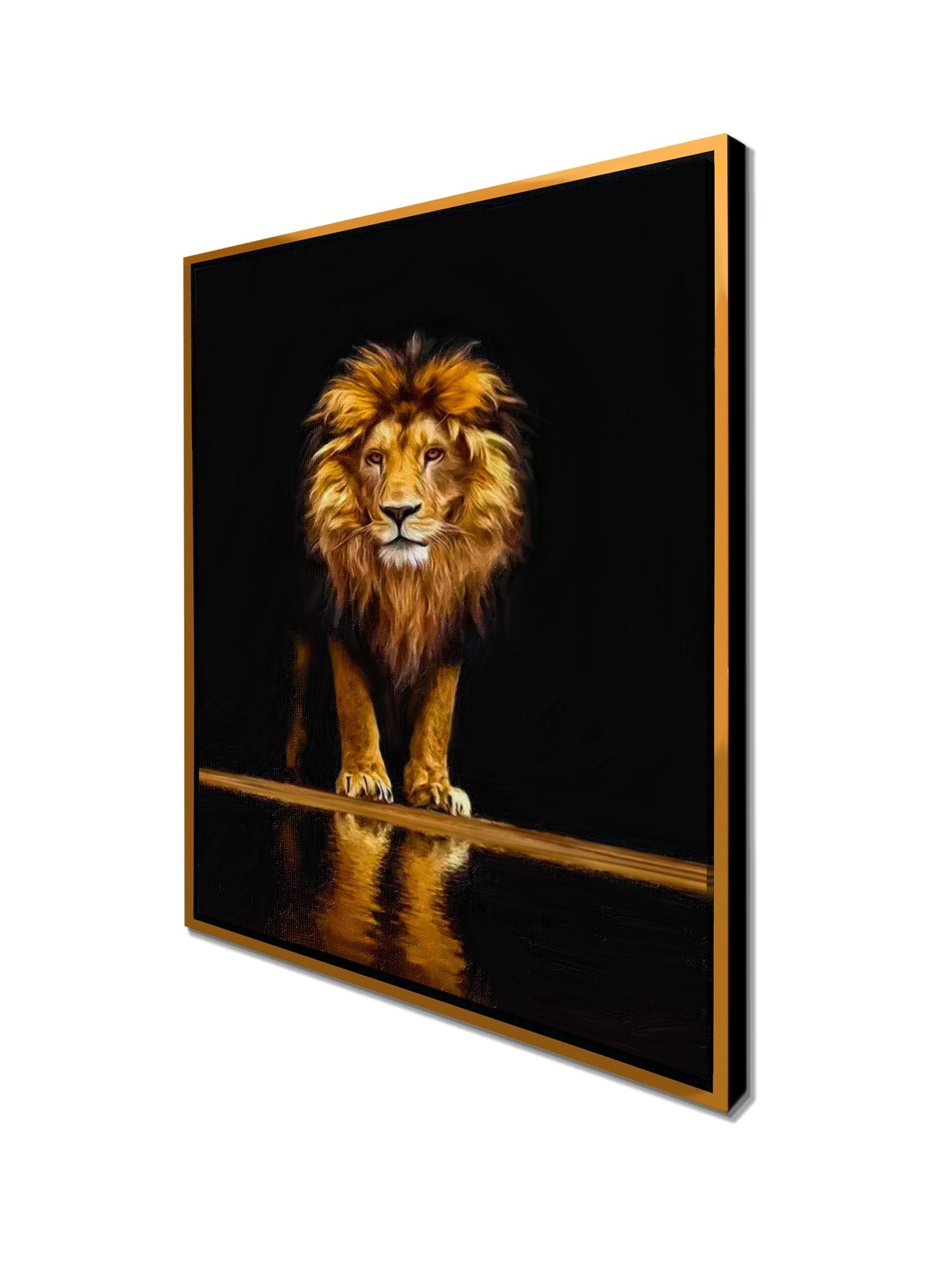Leo Wildlife Canvas Art 36x48 Gold Varnished-Canvas Print-DECOROLALA