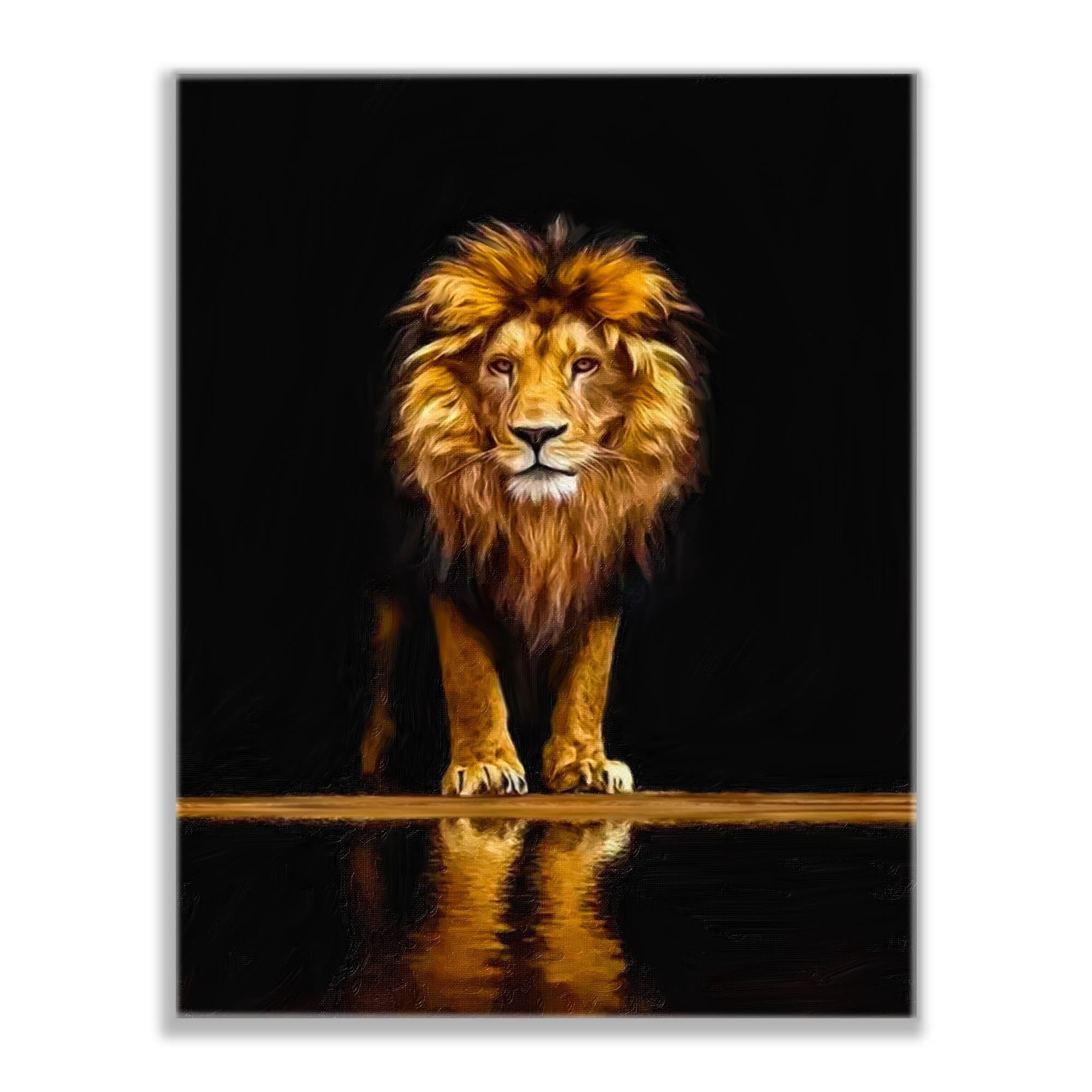 Leo Wildlife Canvas Art 36x48 Gold Varnished-Canvas Print-DECOROLALA
