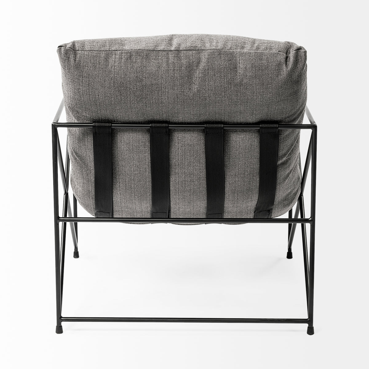 Leonidas 28.5L x 29.5W x 34.0H Grey Fabric Wrap Black Metal Frame Accent Chair-Accent Chairs-DECOROLALA
