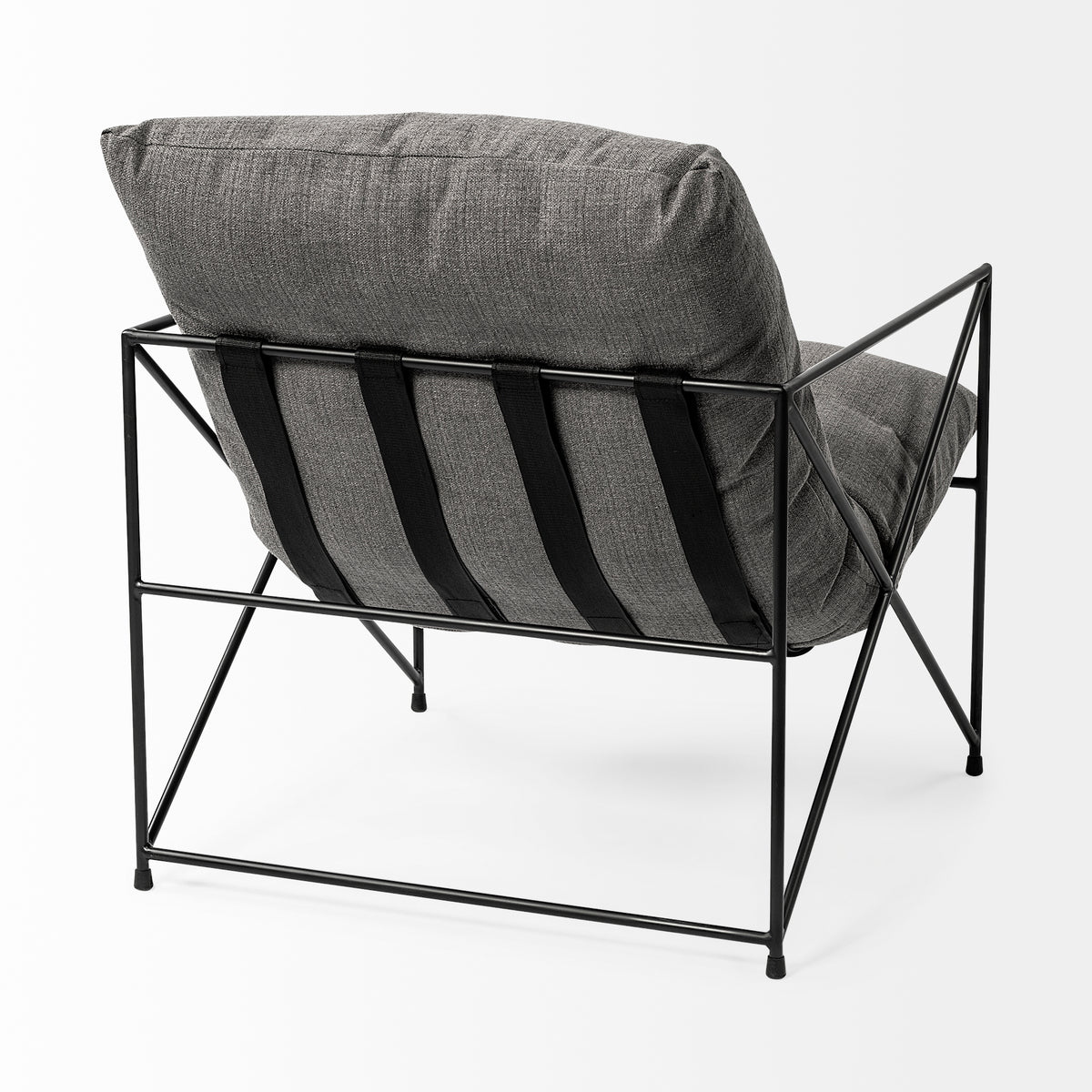 Leonidas 28.5L x 29.5W x 34.0H Grey Fabric Wrap Black Metal Frame Accent Chair-Accent Chairs-DECOROLALA