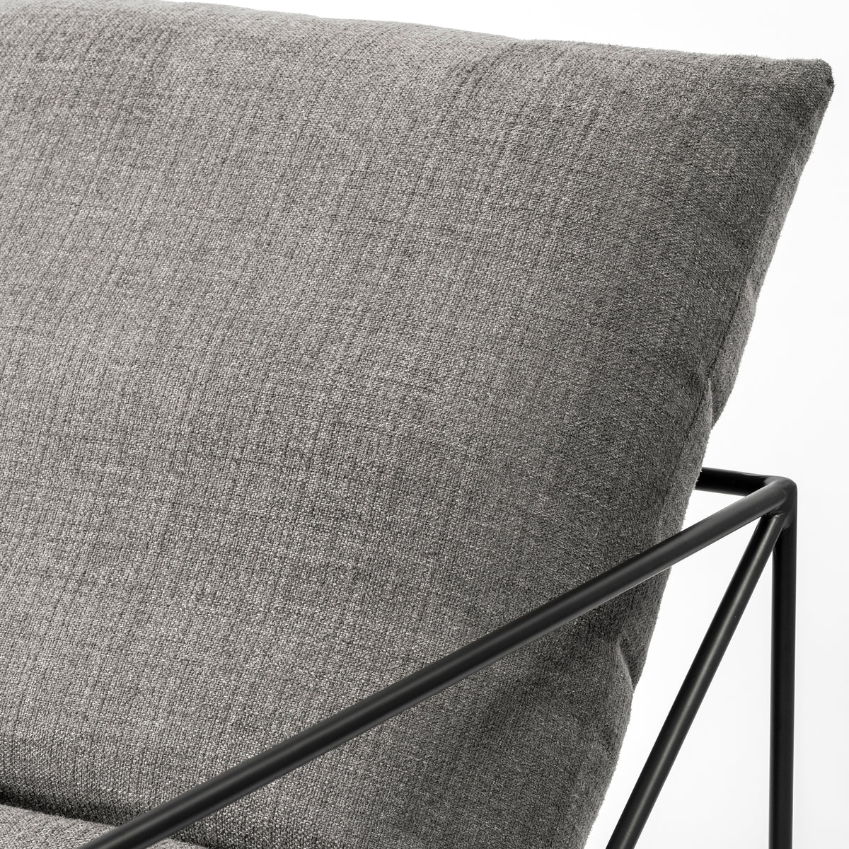 Leonidas 28.5L x 29.5W x 34.0H Grey Fabric Wrap Black Metal Frame Accent Chair-Accent Chairs-DECOROLALA