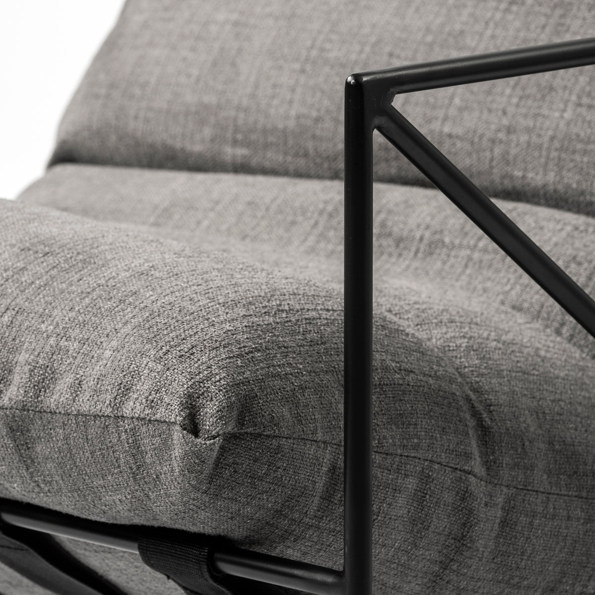 Leonidas 28.5L x 29.5W x 34.0H Grey Fabric Wrap Black Metal Frame Accent Chair-Accent Chairs-DECOROLALA