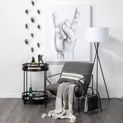 Leonidas 28.5L x 29.5W x 34.0H Grey Fabric Wrap Black Metal Frame Accent Chair-Accent Chairs-DECOROLALA
