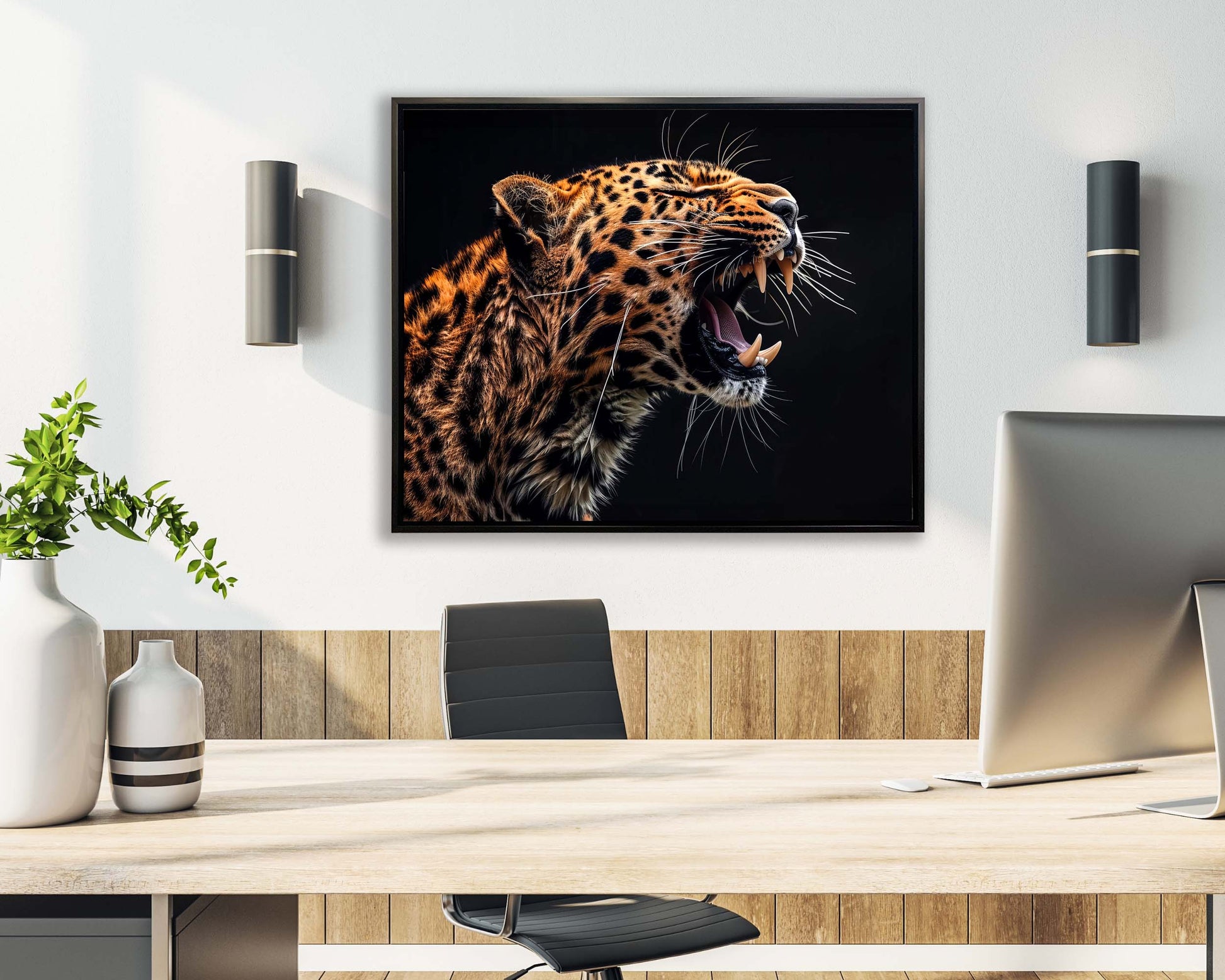 Leopard Canvas Print 48" x 36" Gold Varnish-Print-DECOROLALA