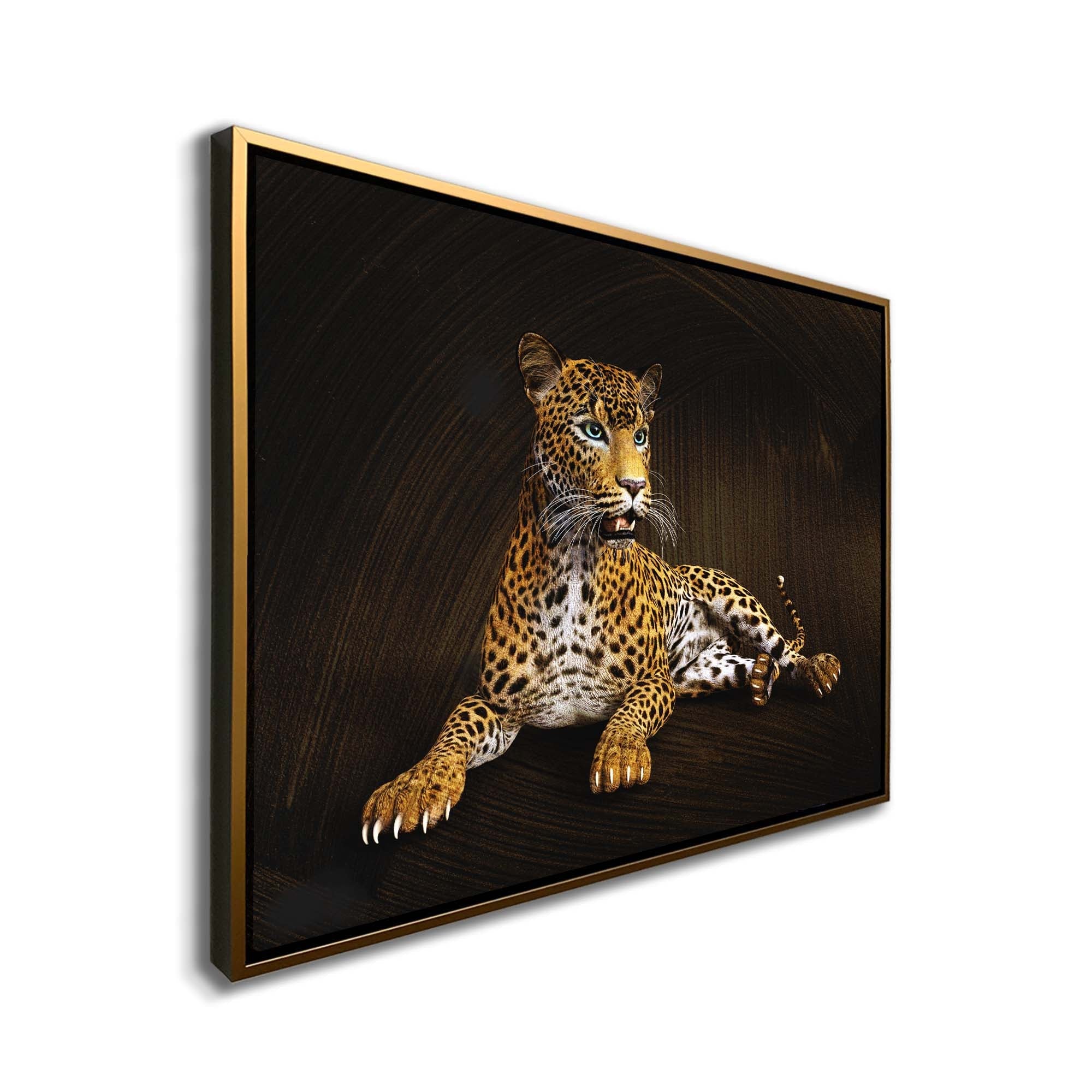 Leopard -Wildlife Canvas Art -Wall decor- Hand applied Gold varnish #4836-047-Wall Art-DECOROLALA