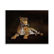 Leopard -Wildlife Canvas Art -Wall decor- Hand applied Gold varnish #4836-047-Wall Art-DECOROLALA