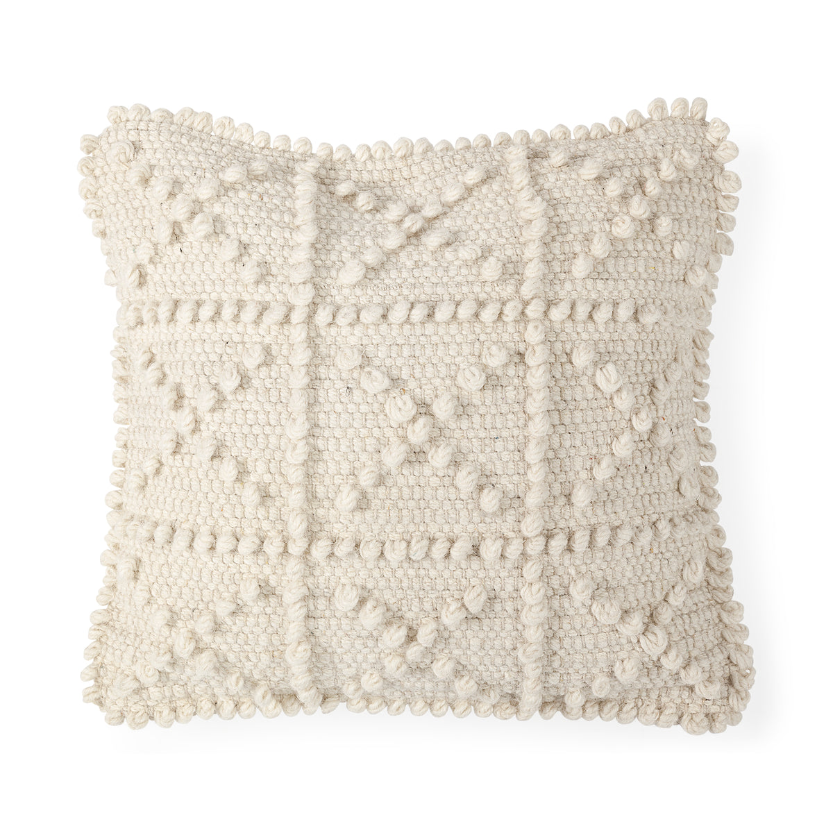 Leroy Cream Raised Pattern Pillow w/ Down Filler (min order qty 2)-Decorative Pillows-DECOROLALA