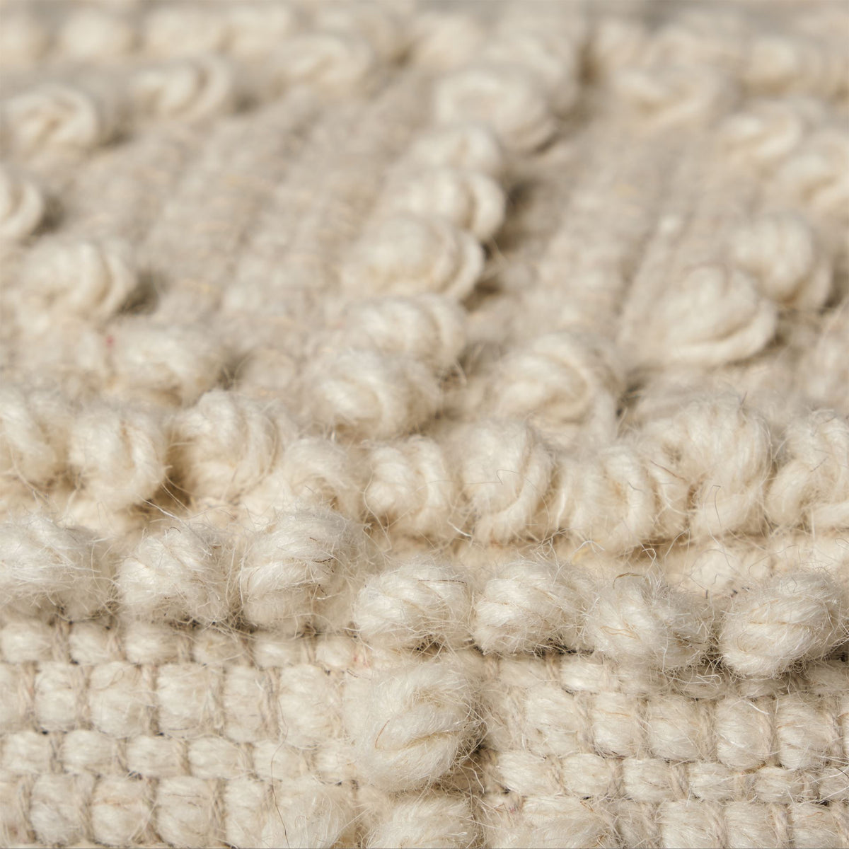 Leroy Square Cream Wool Pouf w/ Popcorn Detail-Poufs-DECOROLALA