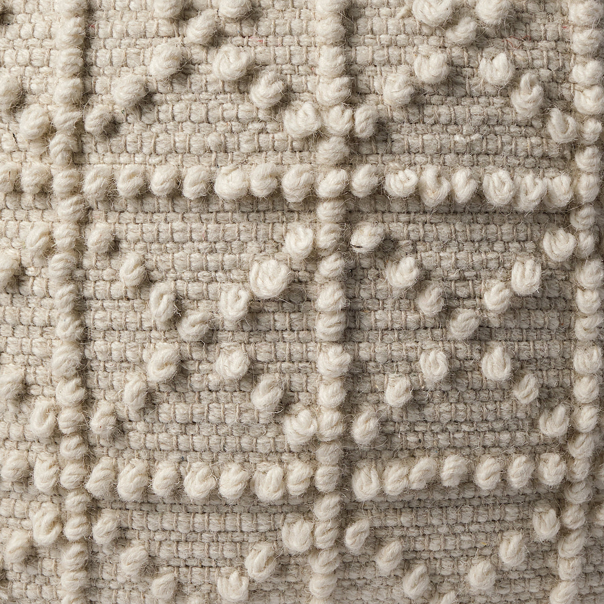 Leroy Square Cream Wool Pouf w/ Popcorn Detail-Poufs-DECOROLALA
