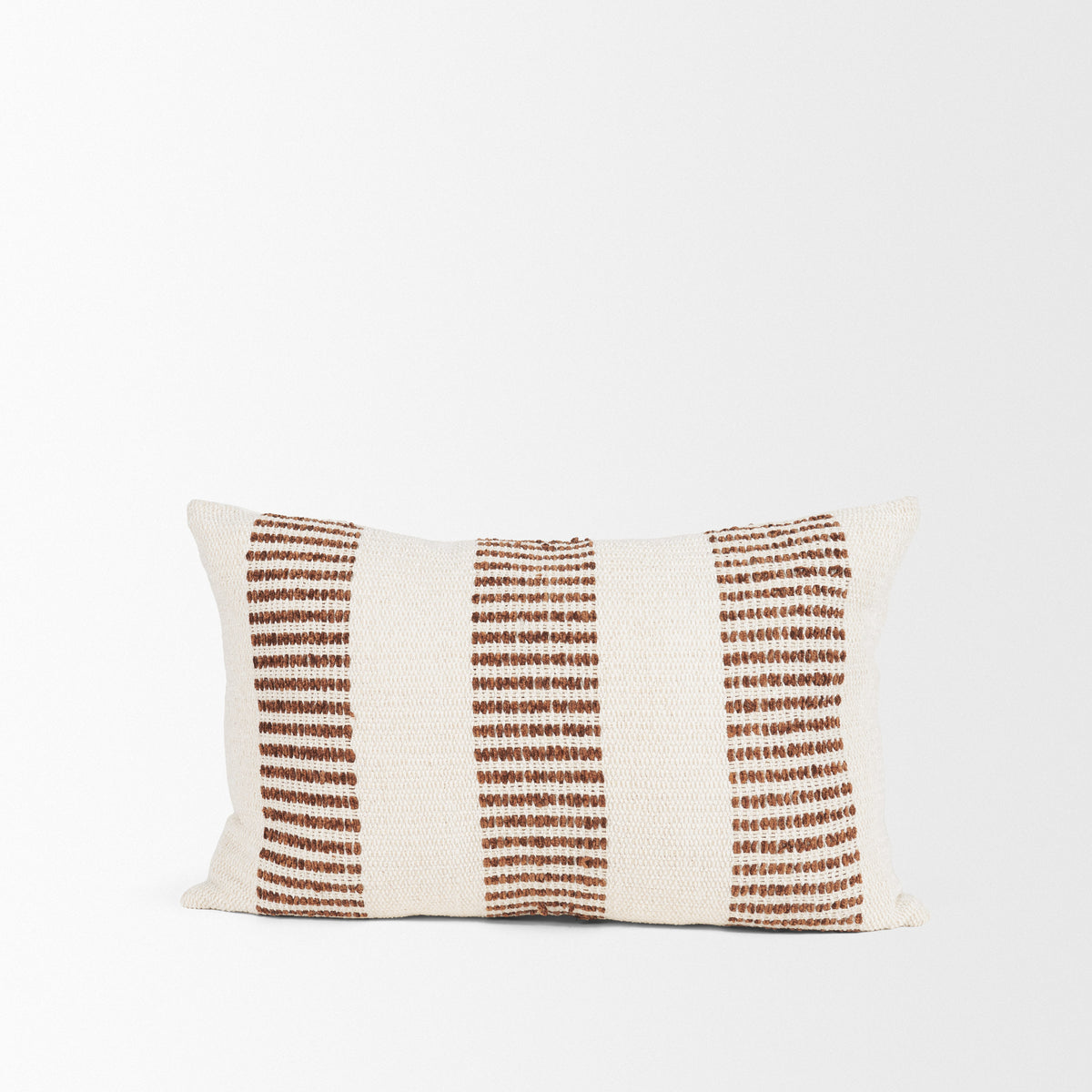Levon Lumbar Plush Pillow - Cream & Orange (min order qty 2)-Decorative Pillows-DECOROLALA