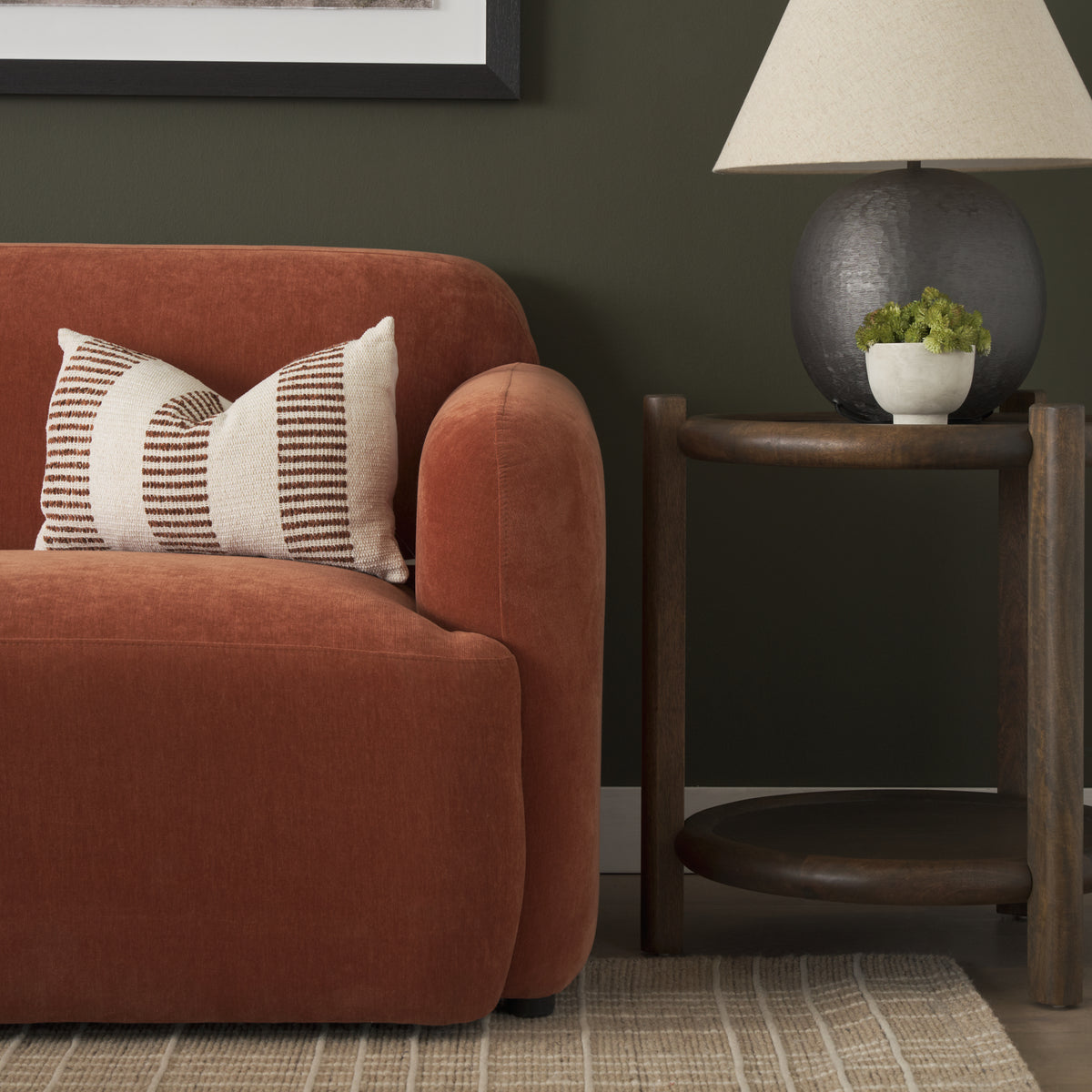 Levon Lumbar Plush Pillow - Cream & Orange (min order qty 2)-Decorative Pillows-DECOROLALA