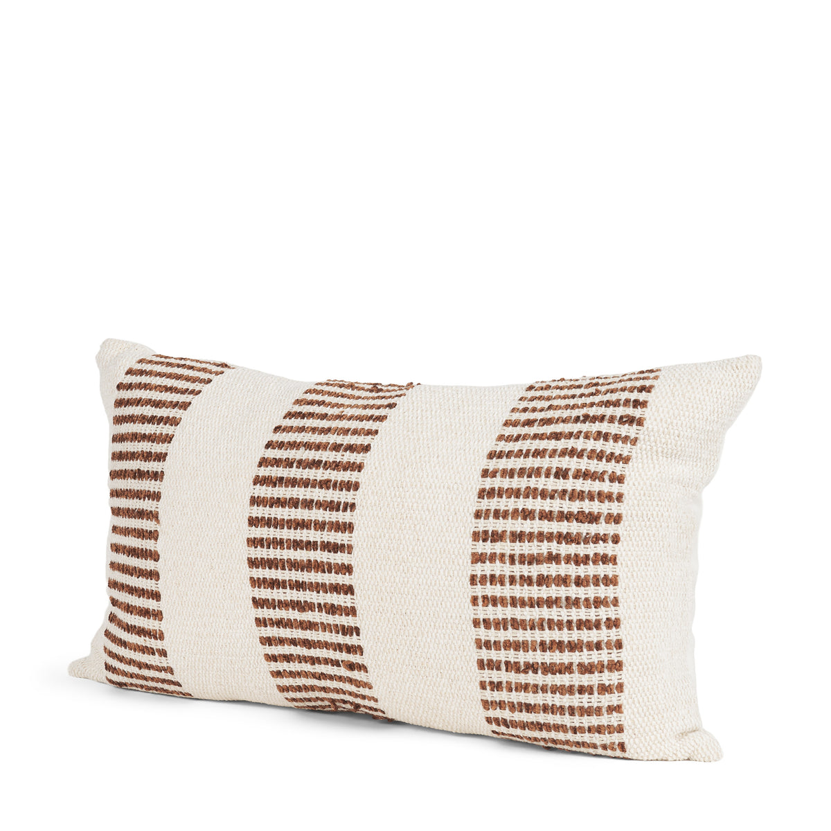 Levon Lumbar Plush Pillow Cover Cream Orange Stripes (min order qty 2)-Decorative Pillows-DECOROLALA