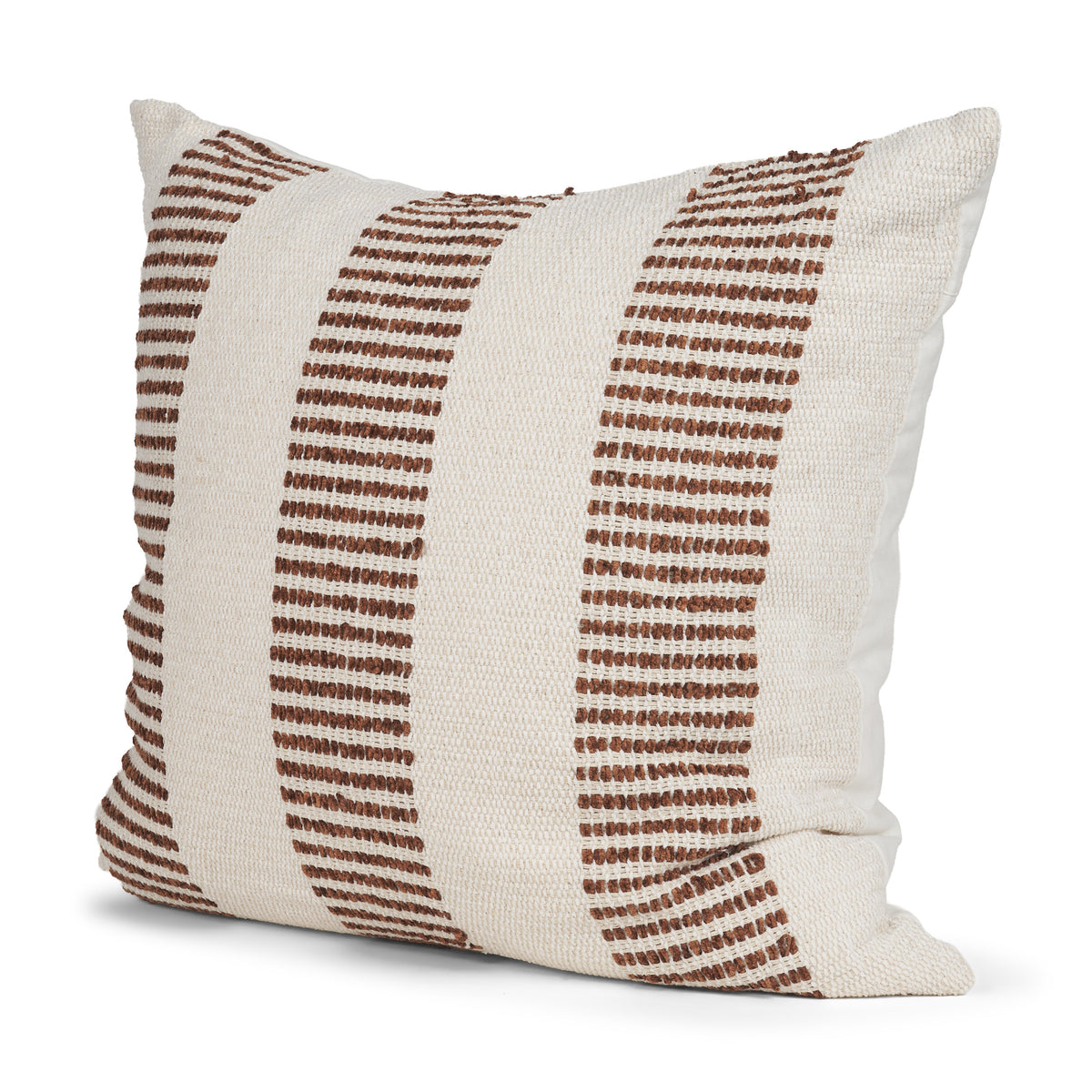 Levon Plush Cream & Orange Striped Pillow Cover (min order qty 2)-Decorative Pillows-DECOROLALA