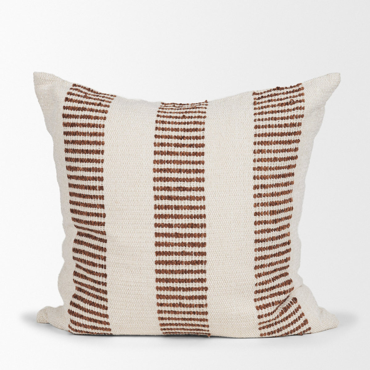 Levon Plush Cream & Orange Striped Pillow Cover (min order qty 2)-Decorative Pillows-DECOROLALA