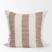 Levon Plush Cream & Orange Striped Pillow Cover (min order qty 2)-Decorative Pillows-DECOROLALA