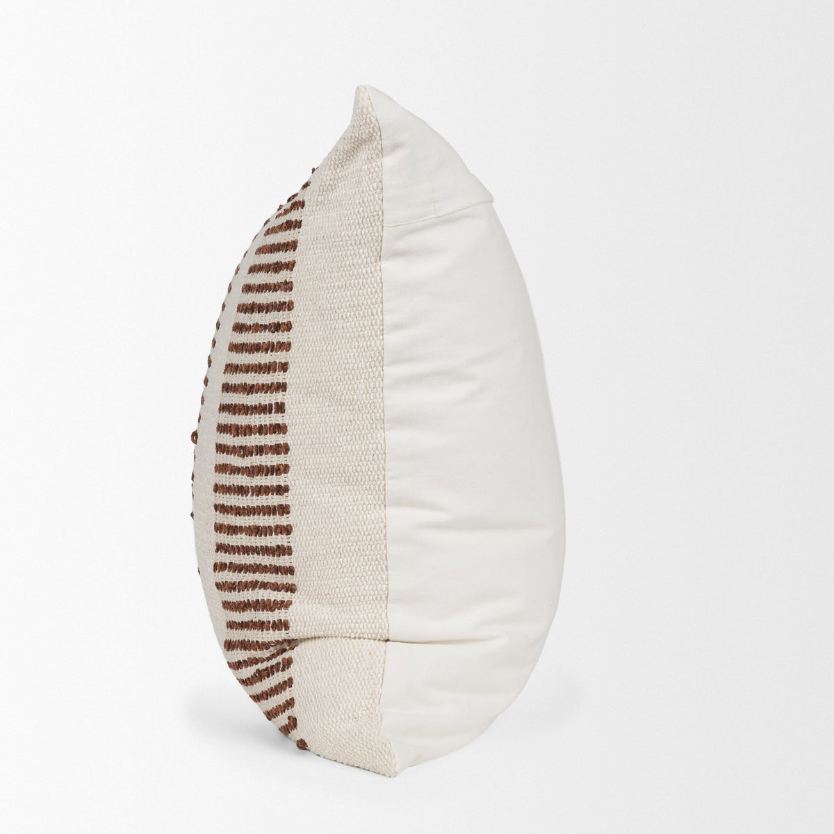 Levon Plush Cream & Orange Striped Pillow Cover (min order qty 2)-Decorative Pillows-DECOROLALA