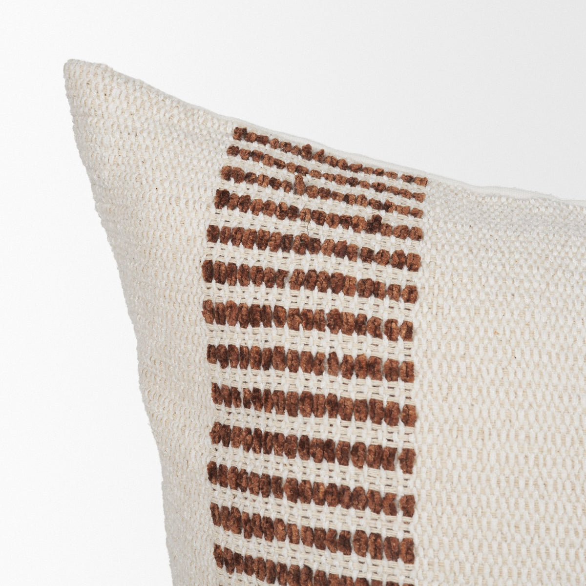 Levon Plush Cream & Orange Striped Pillow Cover (min order qty 2)-Decorative Pillows-DECOROLALA