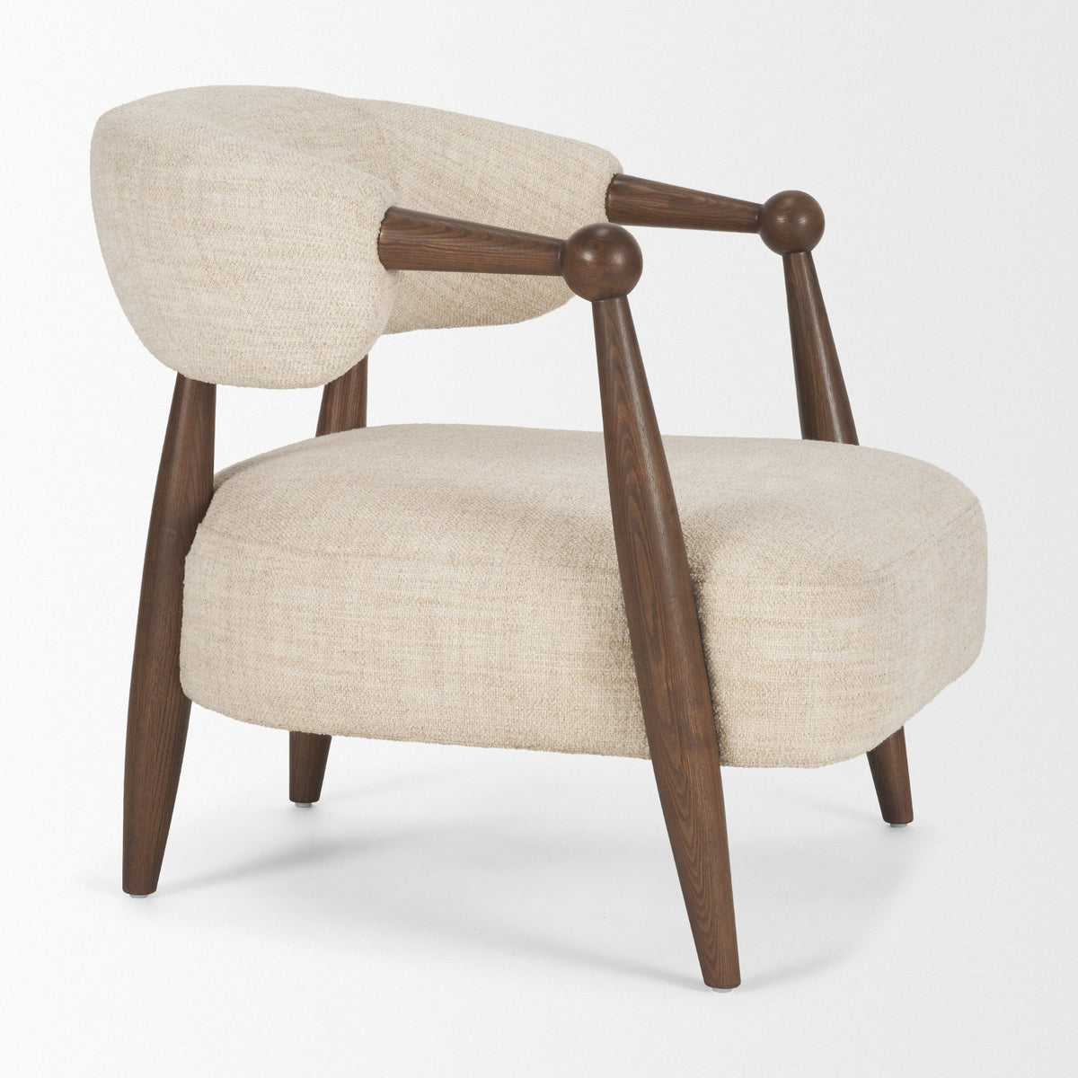 Lewis Oatmeal Fabric w/ Wood Open Back Accent Chair-Accent Chairs-DECOROLALA
