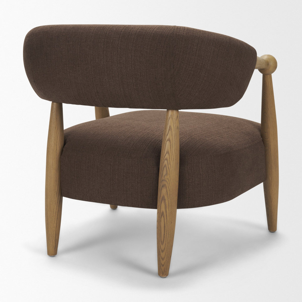 Lewis Oatmeal Fabric w/ Wood Open Back Accent Chair-Accent Chairs-DECOROLALA