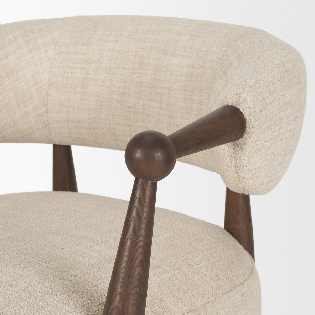 Lewis Oatmeal Fabric w/ Wood Open Back Accent Chair-Accent Chairs-DECOROLALA