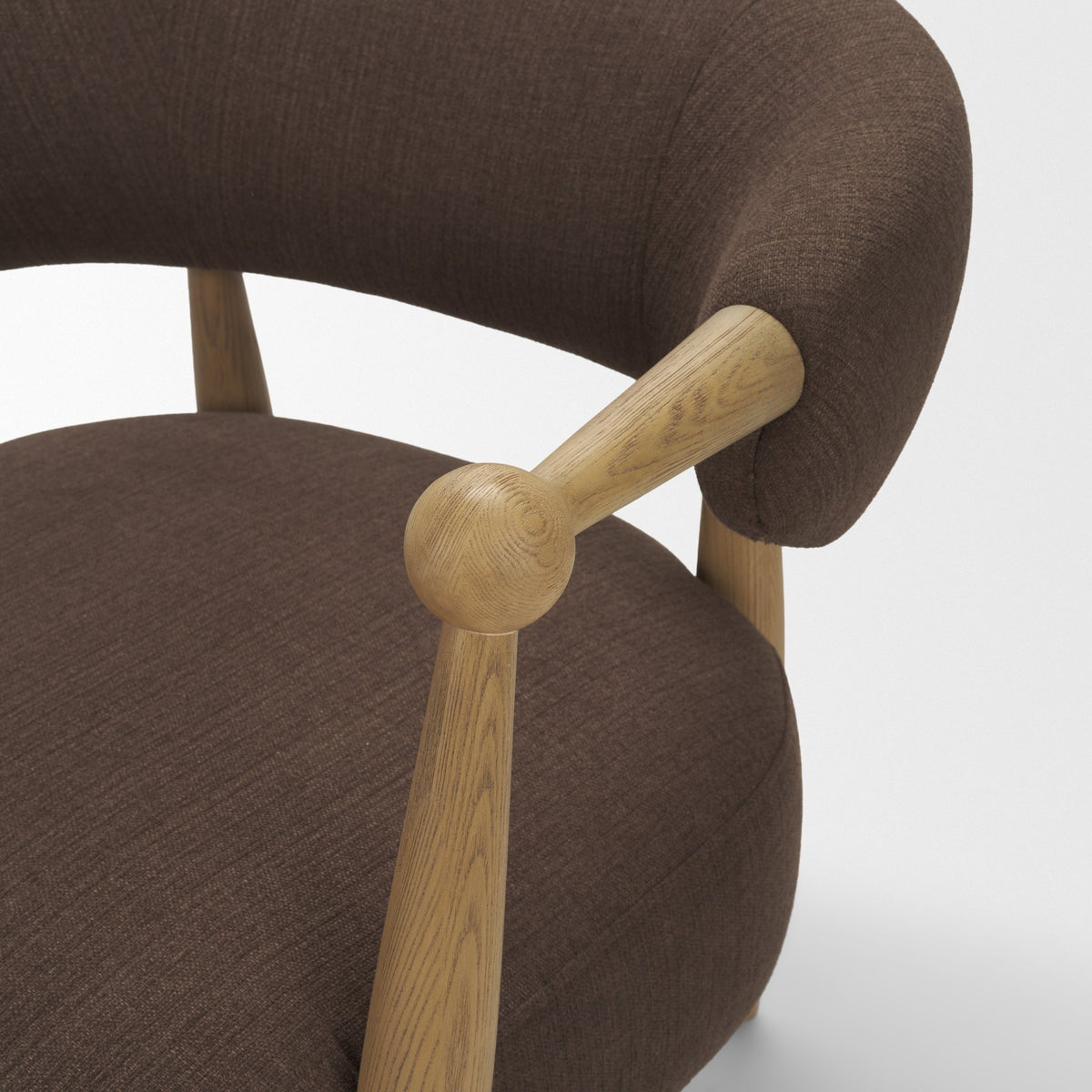 Lewis Oatmeal Fabric w/ Wood Open Back Accent Chair-Accent Chairs-DECOROLALA