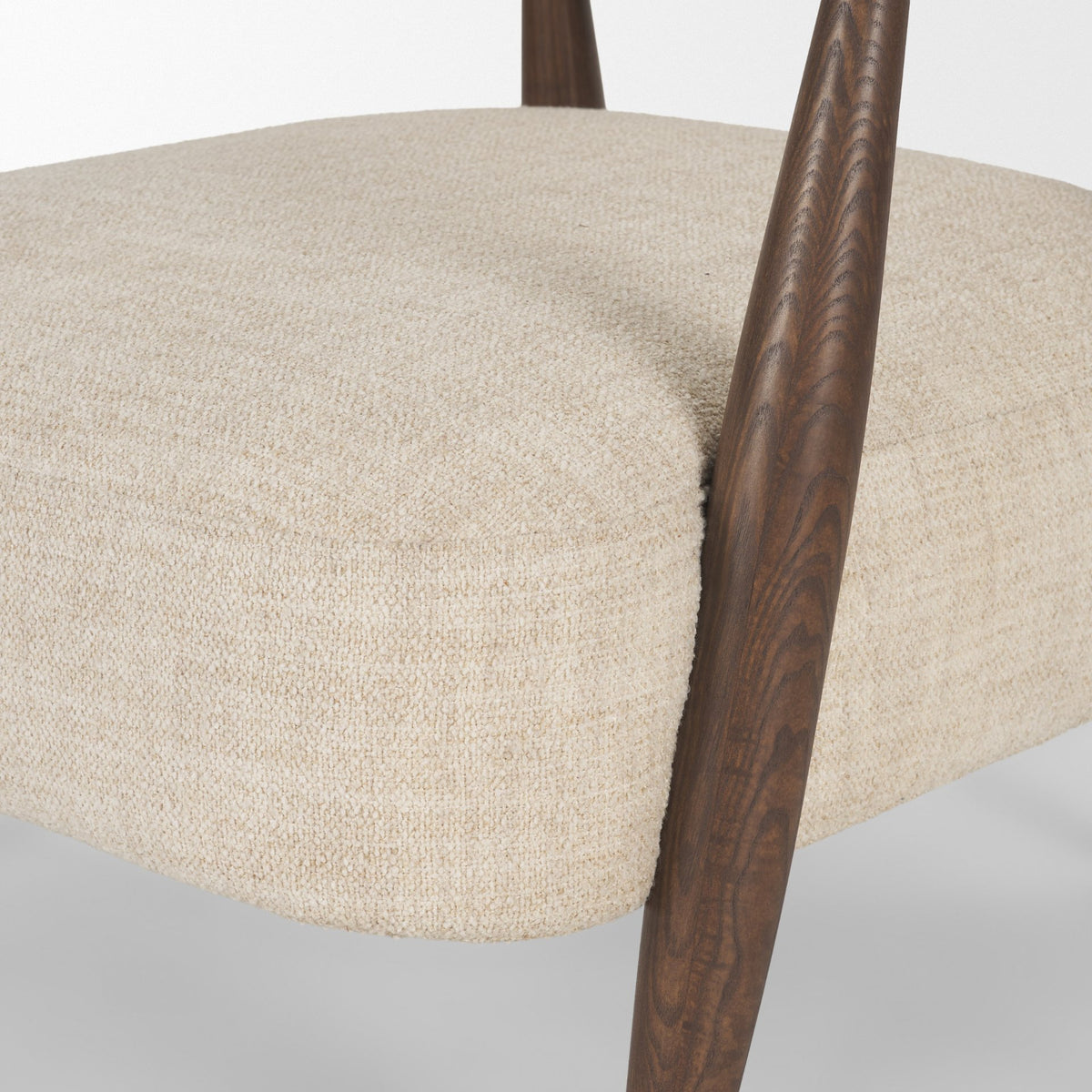 Lewis Oatmeal Fabric w/ Wood Open Back Accent Chair-Accent Chairs-DECOROLALA
