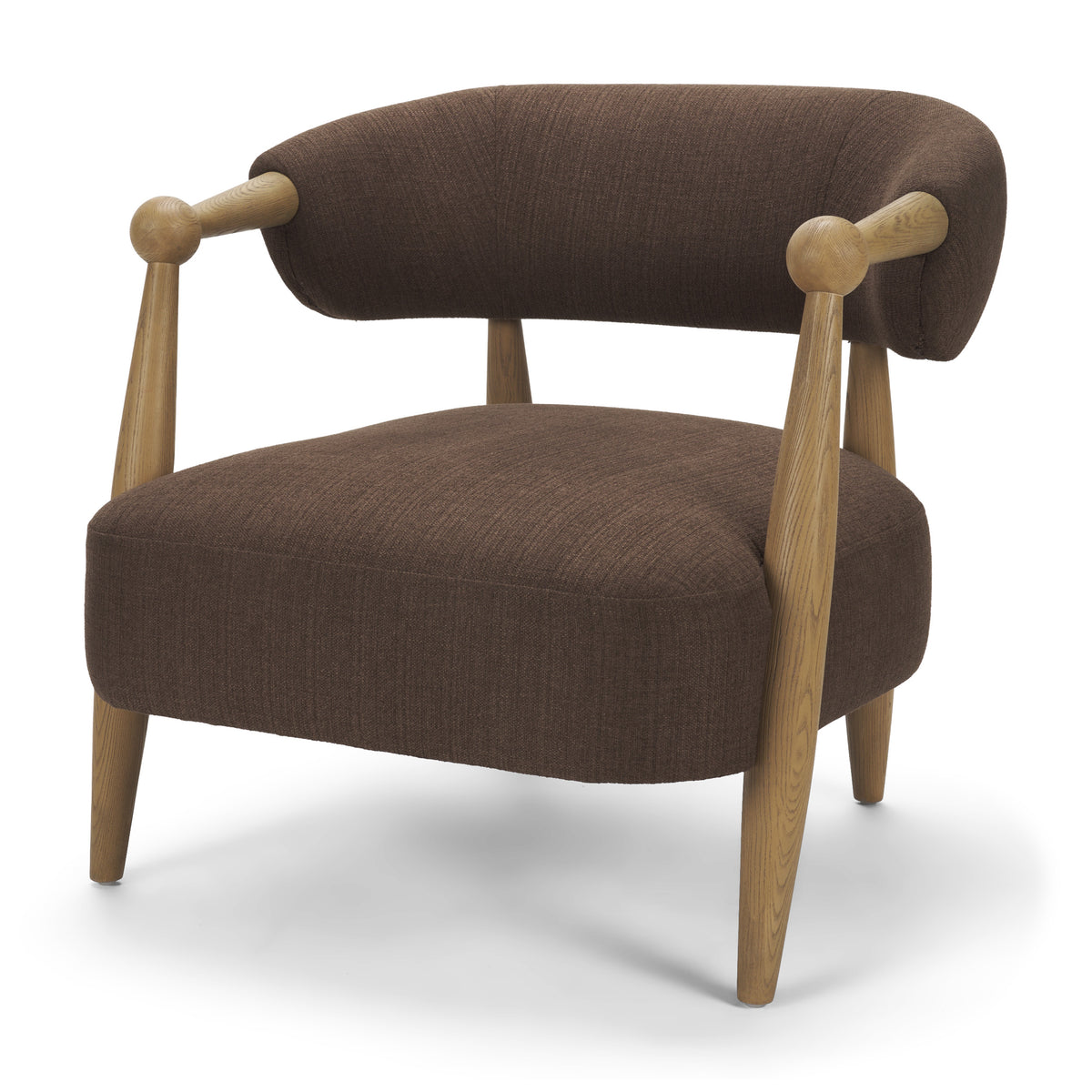 Lewis Oatmeal Fabric w/ Wood Open Back Accent Chair-Accent Chairs-DECOROLALA