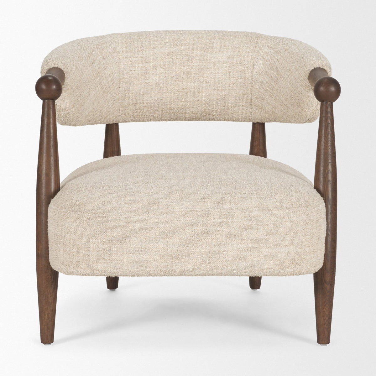 Lewis Oatmeal Fabric w/ Wood Open Back Accent Chair-Accent Chairs-DECOROLALA