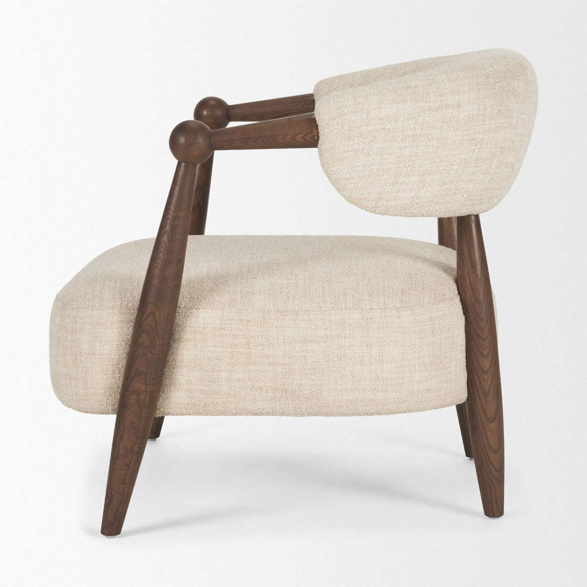 Lewis Oatmeal Fabric w/ Wood Open Back Accent Chair-Accent Chairs-DECOROLALA